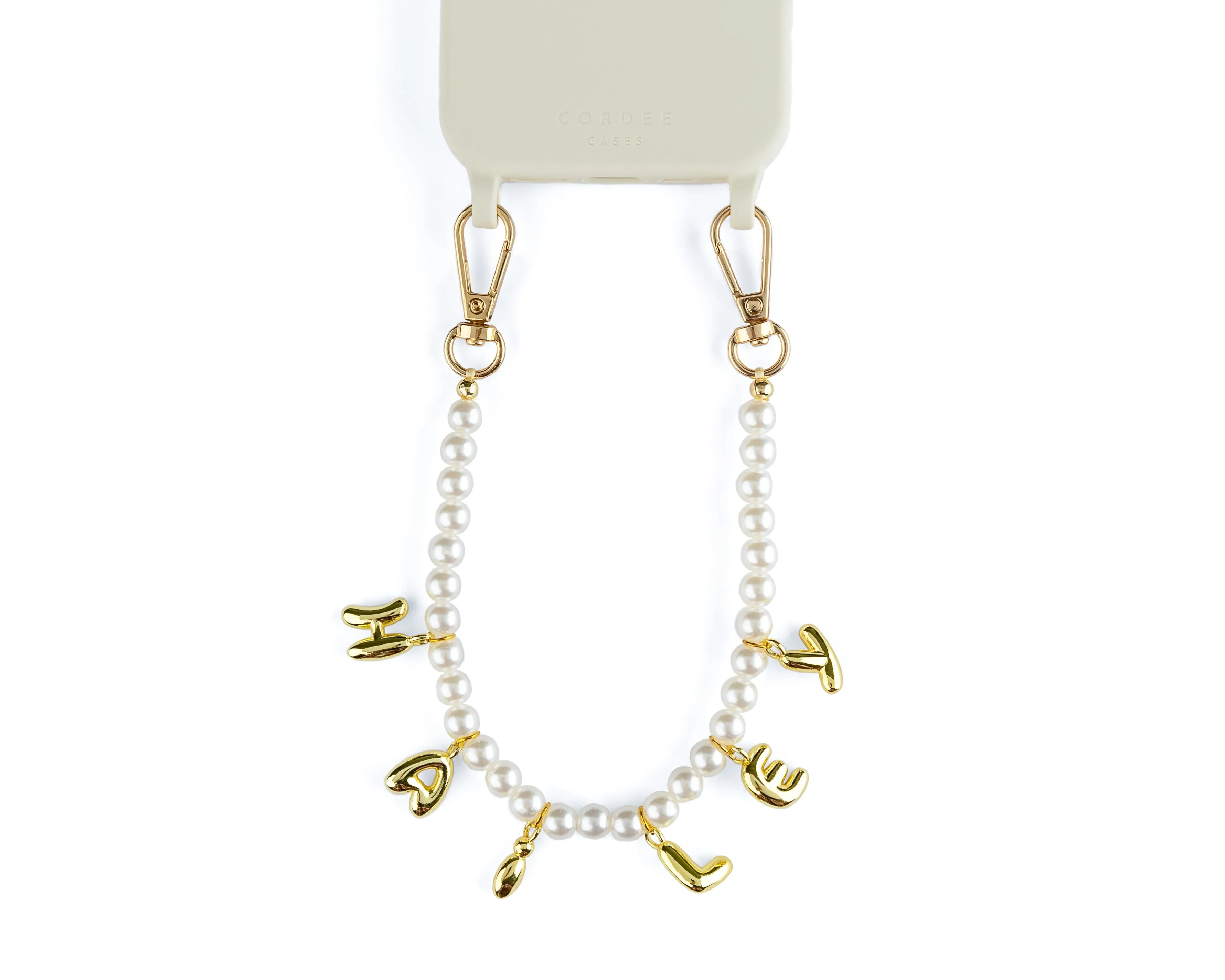 Custom Bubble Letter Pearl Phone Wristlet - Image 2
