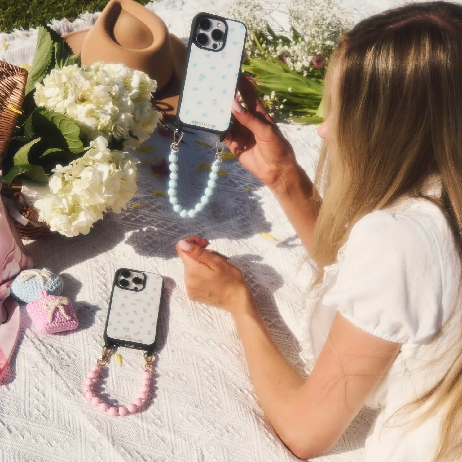 Peony Picnic Phone Wristlet Set Blush - Image 4