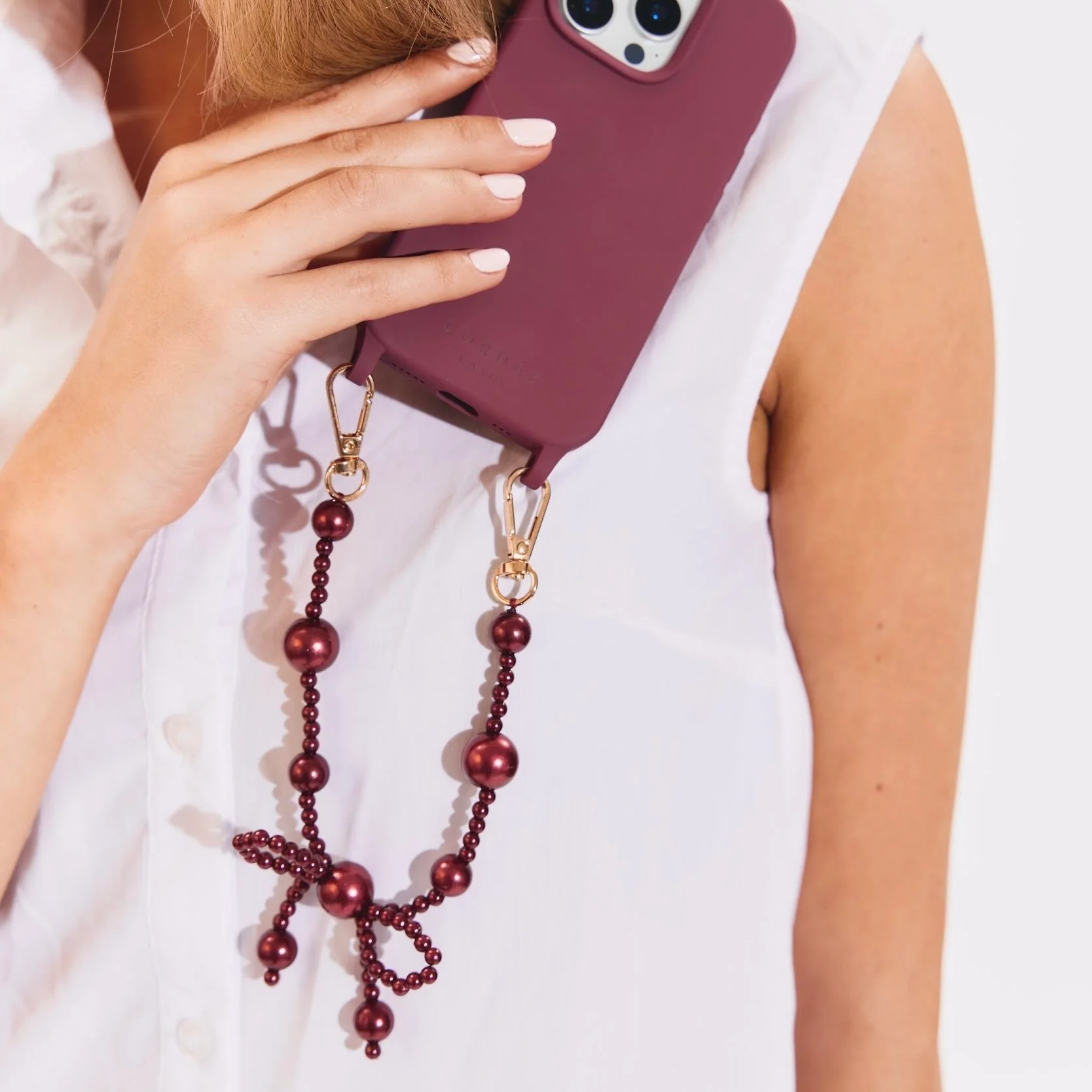 Burgundy Bow Phone Wristlet - Image 2