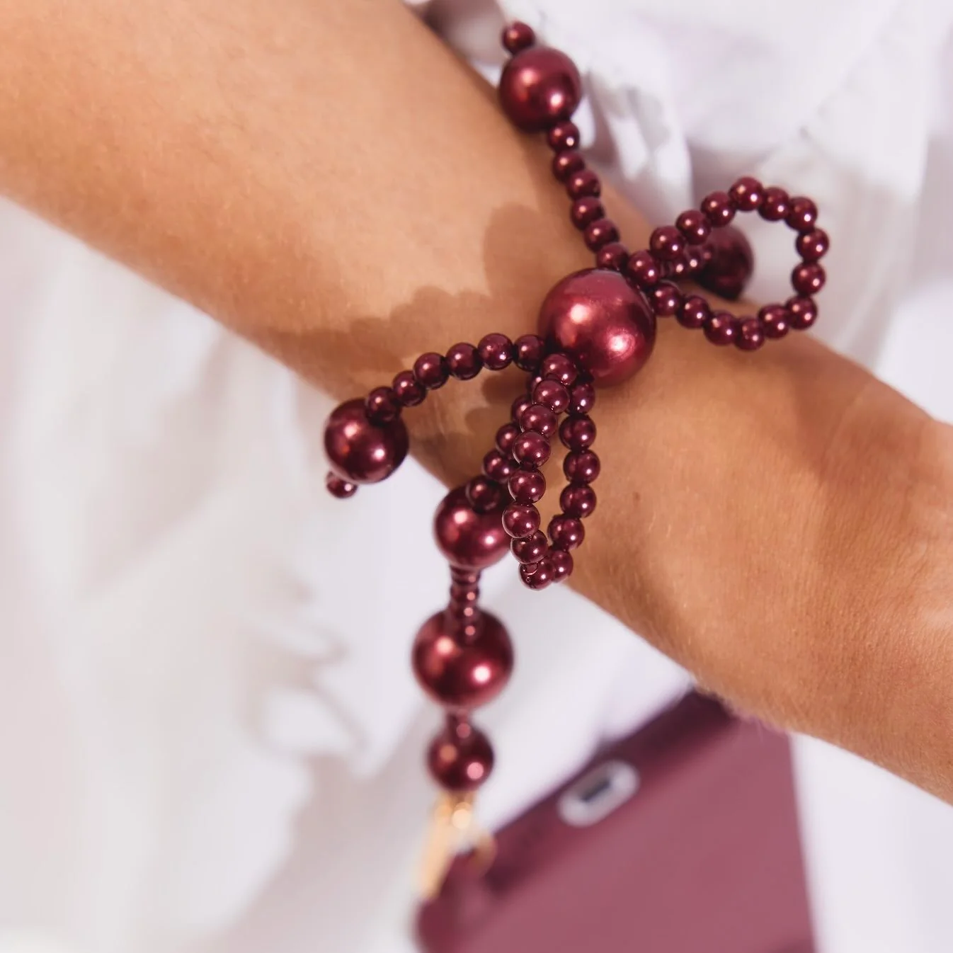 Burgundy Bow Phone Wristlet - Image 5